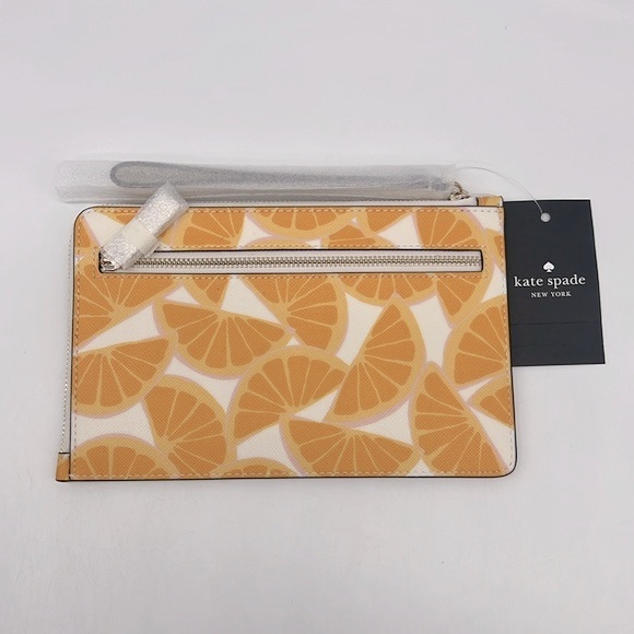 Kate Spade Staci Orange Toss Medium L-Zip Wristlet Multi - Picture 2 of 14